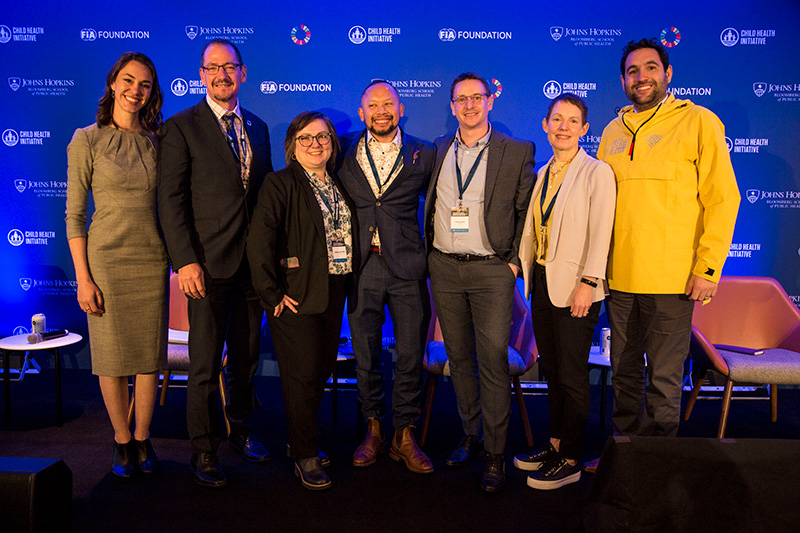The first panel featured: Rob McInerney, iRAP Chief Executive Officer; Tom Bishop, Amend Programme Director; Nancy Pullen-Seufert, National Center for Safe Routes to School Director; Aimee Gauthier, ITDP Chief Knowledge Officer; Sam Balto, educator and walking school bus and bike bus specialist; and Atsani Ariobowo, FIA Foundation Child & Youth Health Director as moderator.